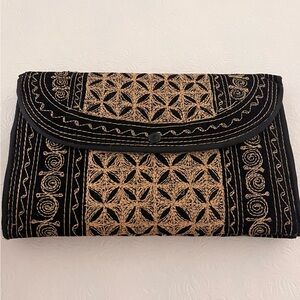 Velvet geometric tribal vintage clutch